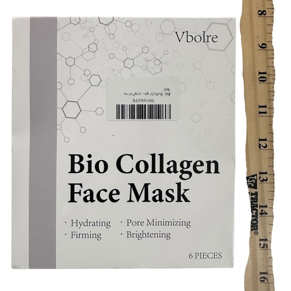 Vbolre Bio‎ Collagen Face Mask Hydrating Pore Minimizing Brightening 6 Pieces - Picture 1 of 4